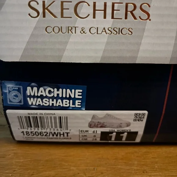 Skechers Women's White and Pink Floral Sneakers - Picture 4 of 5